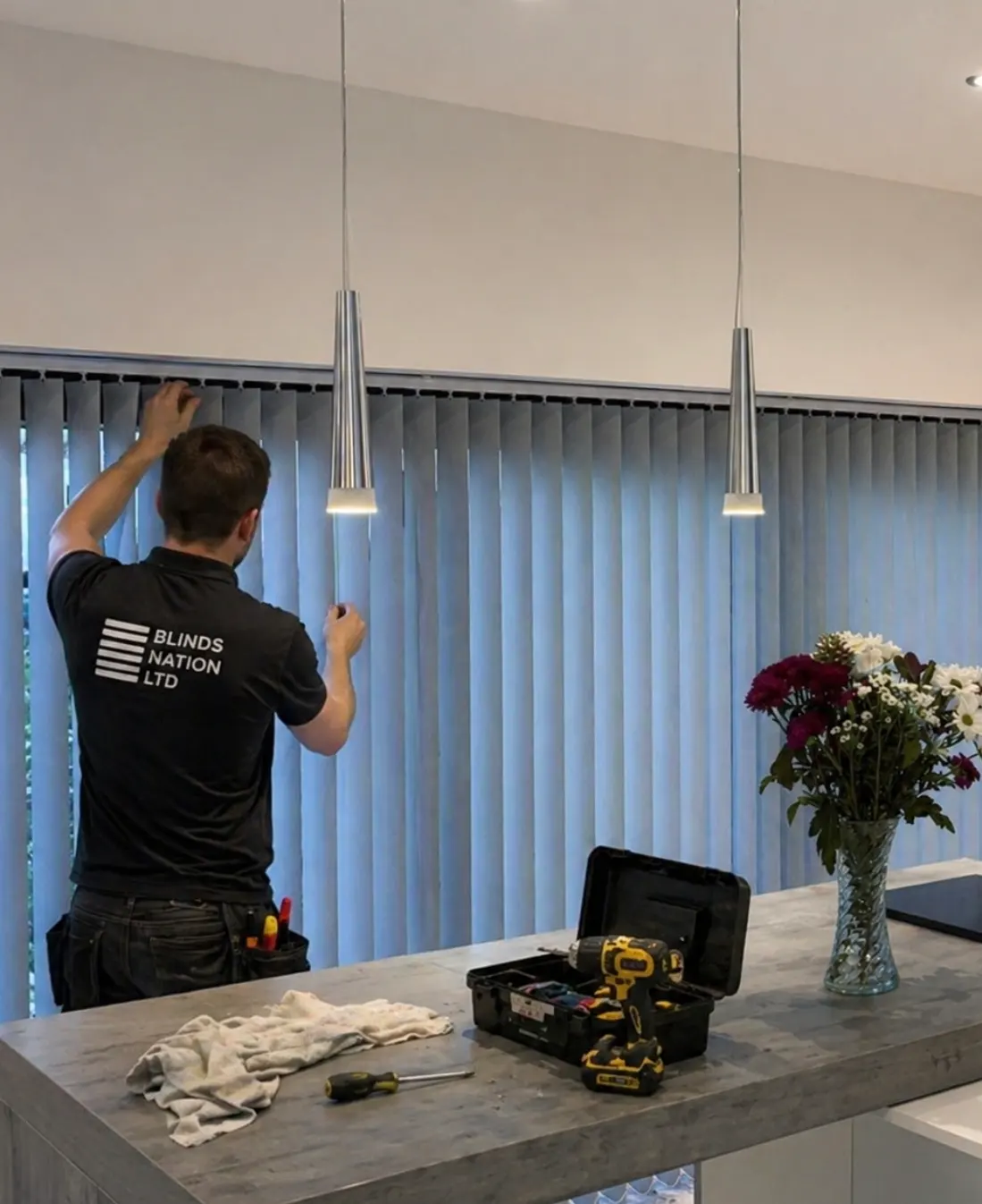 Vertical blinds on a wide window – Acocks Green Blinds
